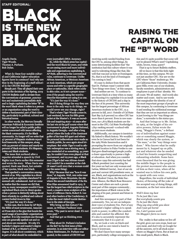 Associated Press Announces it Will Now Capitalize the B in Black When Referring to People in a Racial, Ethnic or Cultural Context–Without Crediting the CSUDH Bulletin!