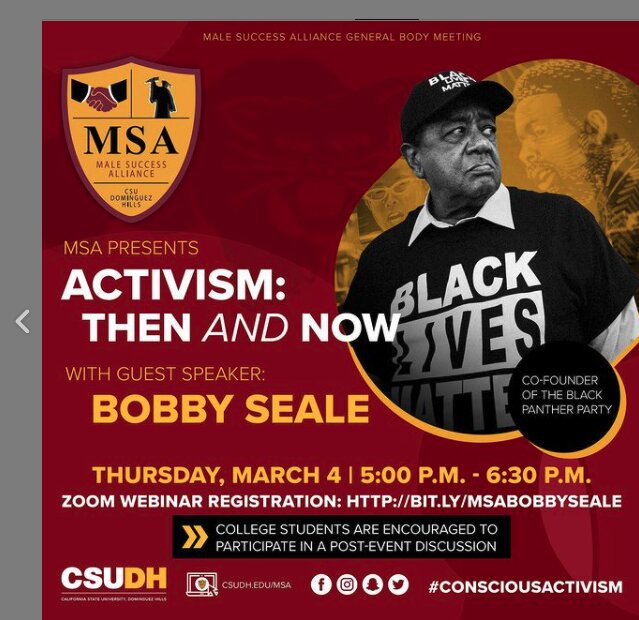 Black Panther 1.0: Bobby Seale, Co-Founder of Revolutionary Party, to Speak in CSUDH Webinar Thursday