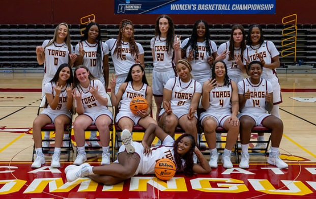 photo of a womans' basketball team in a gym.